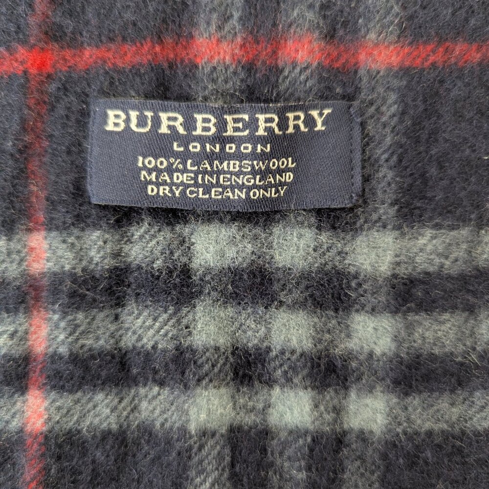 Burberry Unisex Lambswool Check Scarf Blue | Iconic Designer | Clean Used - Picture 5 of 6